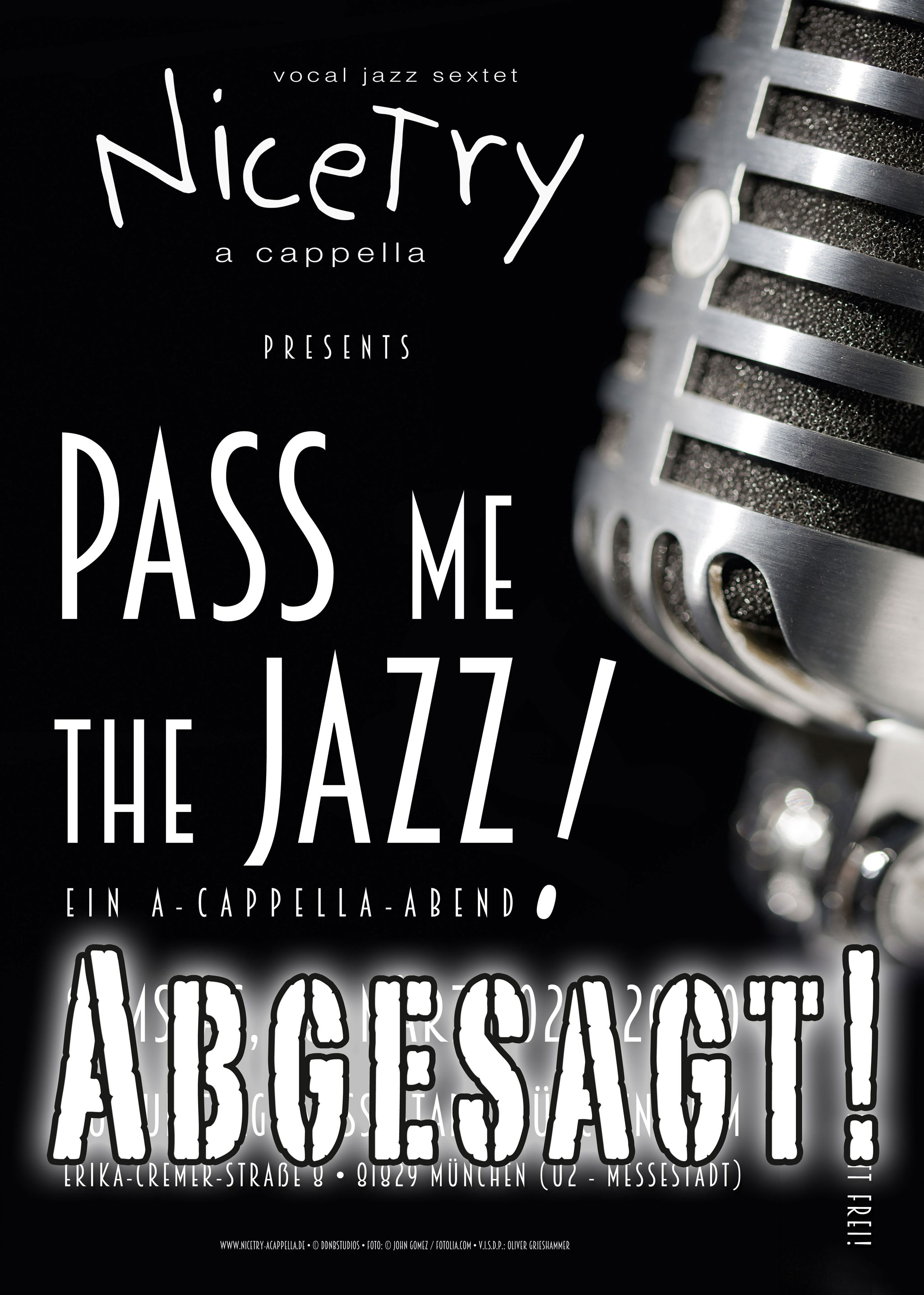 "Pass Me The Jazz" – Konzertankündigung NiceTry a cappella - abgesagt