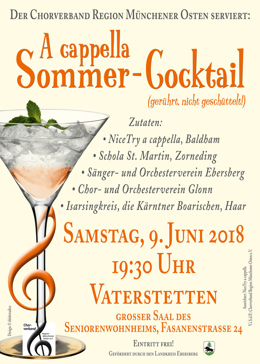 A Cappella Sommer-Cocktail 2018 – das Plakat